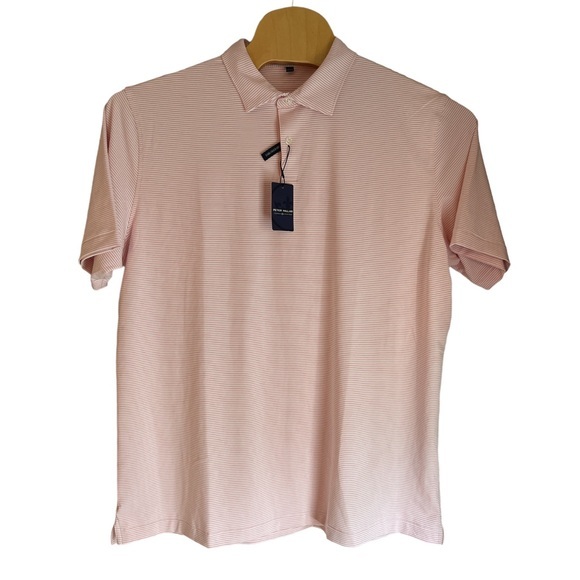 Peter Millar Crown Crafted Tailored Fit White with Pink Stripe Polo Size XXL NEW - Picture 1 of 7